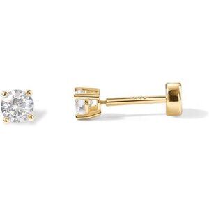 14K Gold Plated Solid 925 Sterling Silver Post Cubic Zirconia Stud Flat Back